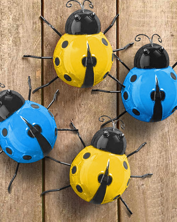 garden wall art decorations metal ladybugs