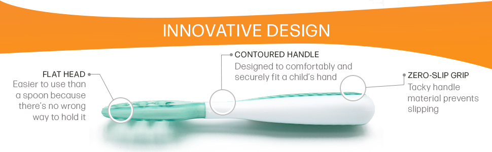 Numnum Pre-Spoons innovative design flat head contoured handle zero-slip grip perfect for babies!