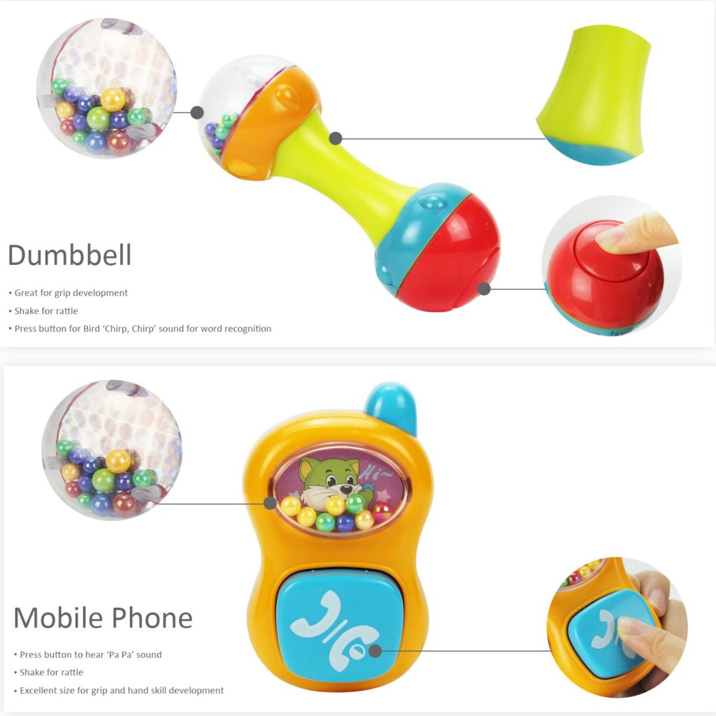 Dumbbell and mobile phone toy